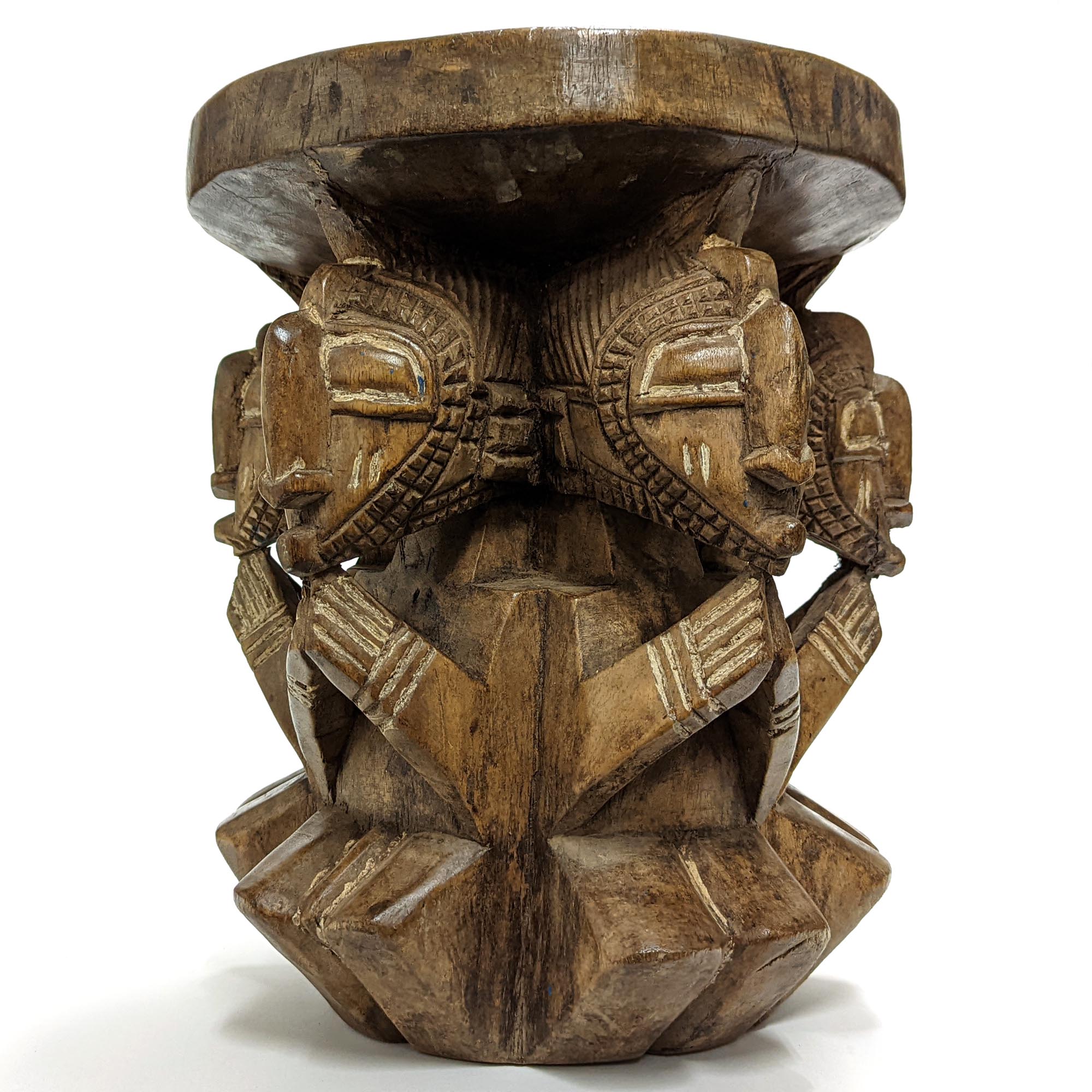 骨董古道具古物中古アフリカ　組立椅子　アンティーク　セヌフォ　木彫