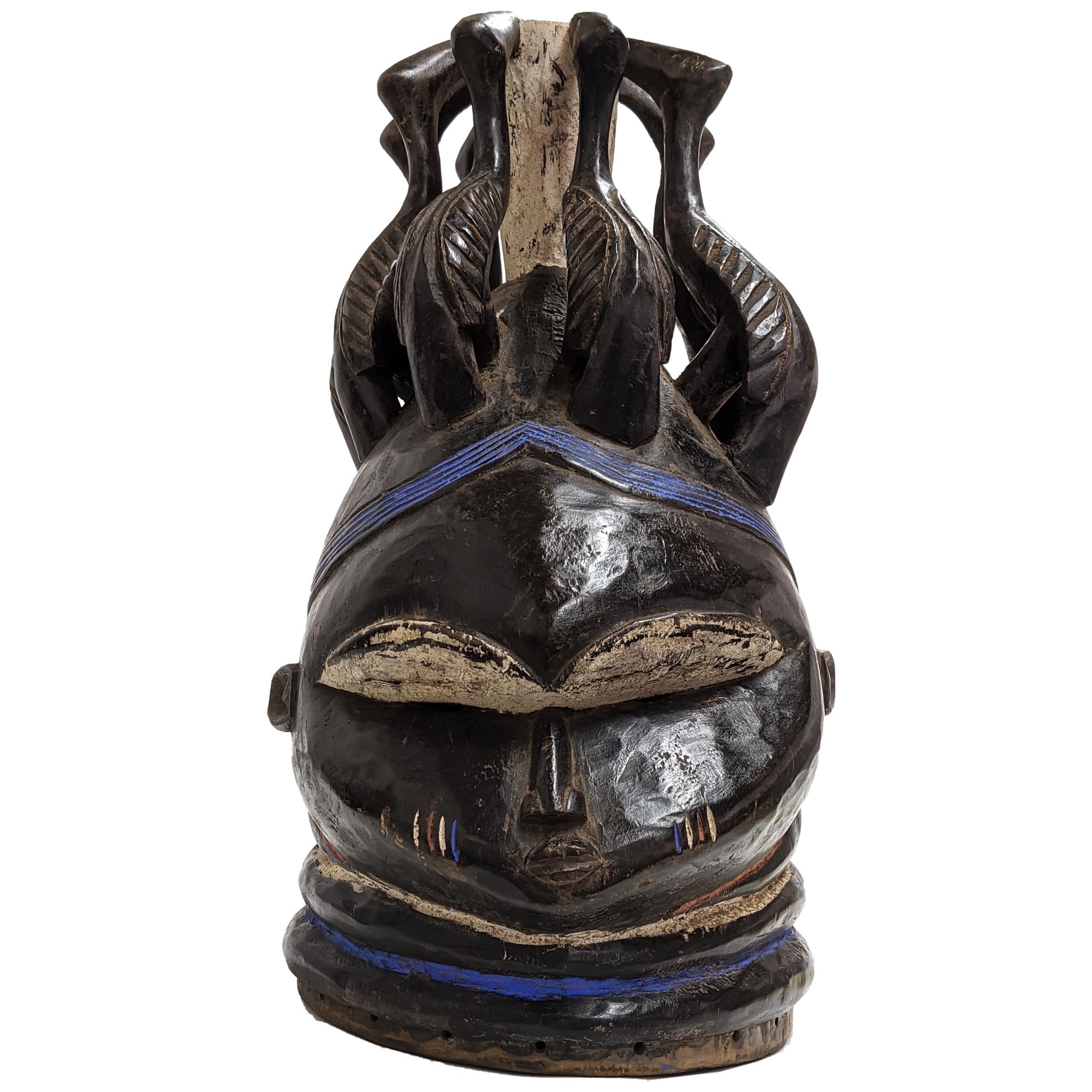 大型メンデ族ヘルメット型マスク（高さ：64cm）【アフリカンアート 仮面】 (f211-01) アフリカ雑貨店 アフロモード