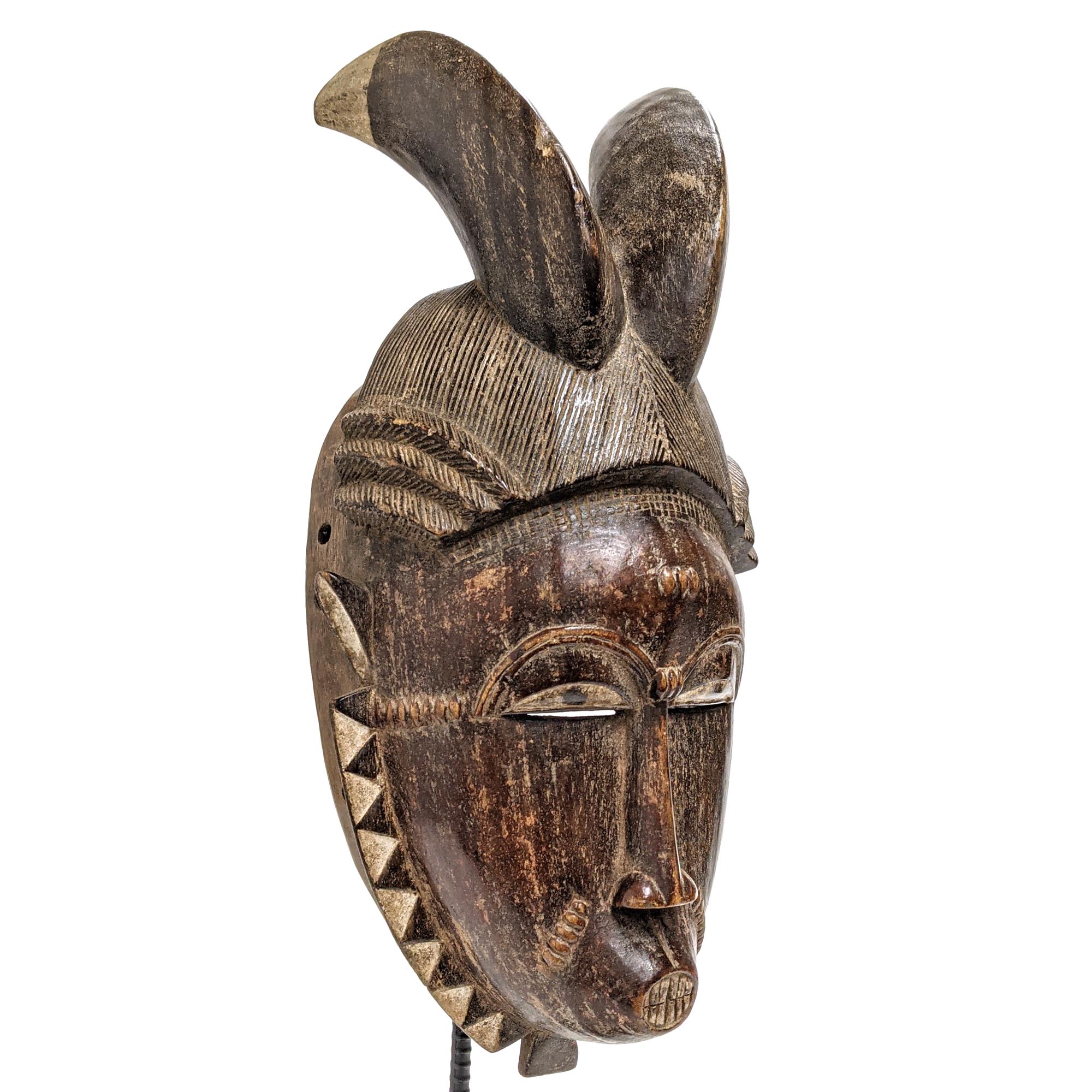 バウレ族マスク 43cm【アフリカンアート 仮面】 (f312-19) アフリカ雑貨店 アフロモード