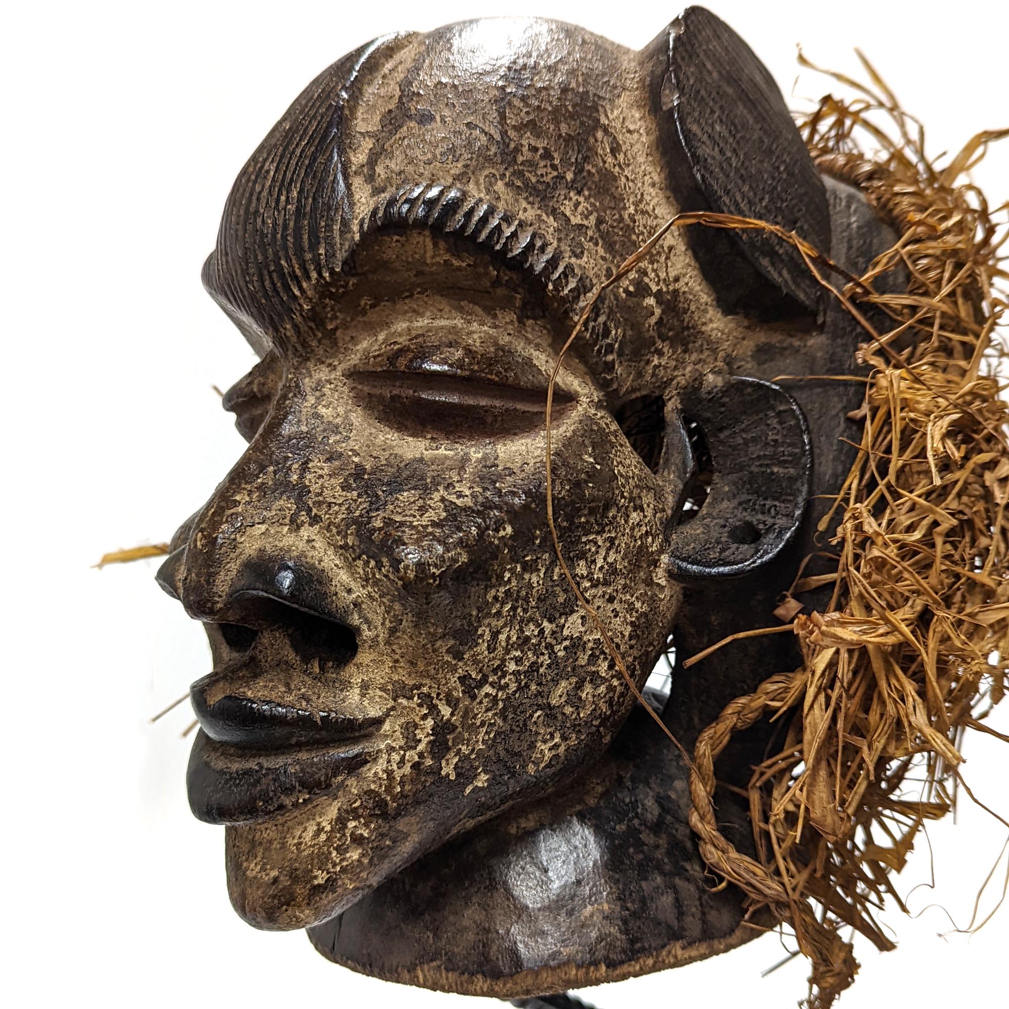 イドマ族頭上型マスク 22cm アフリカン プリミティブアート 仮面 （n151-07） アフリカ雑貨店 アフロモード