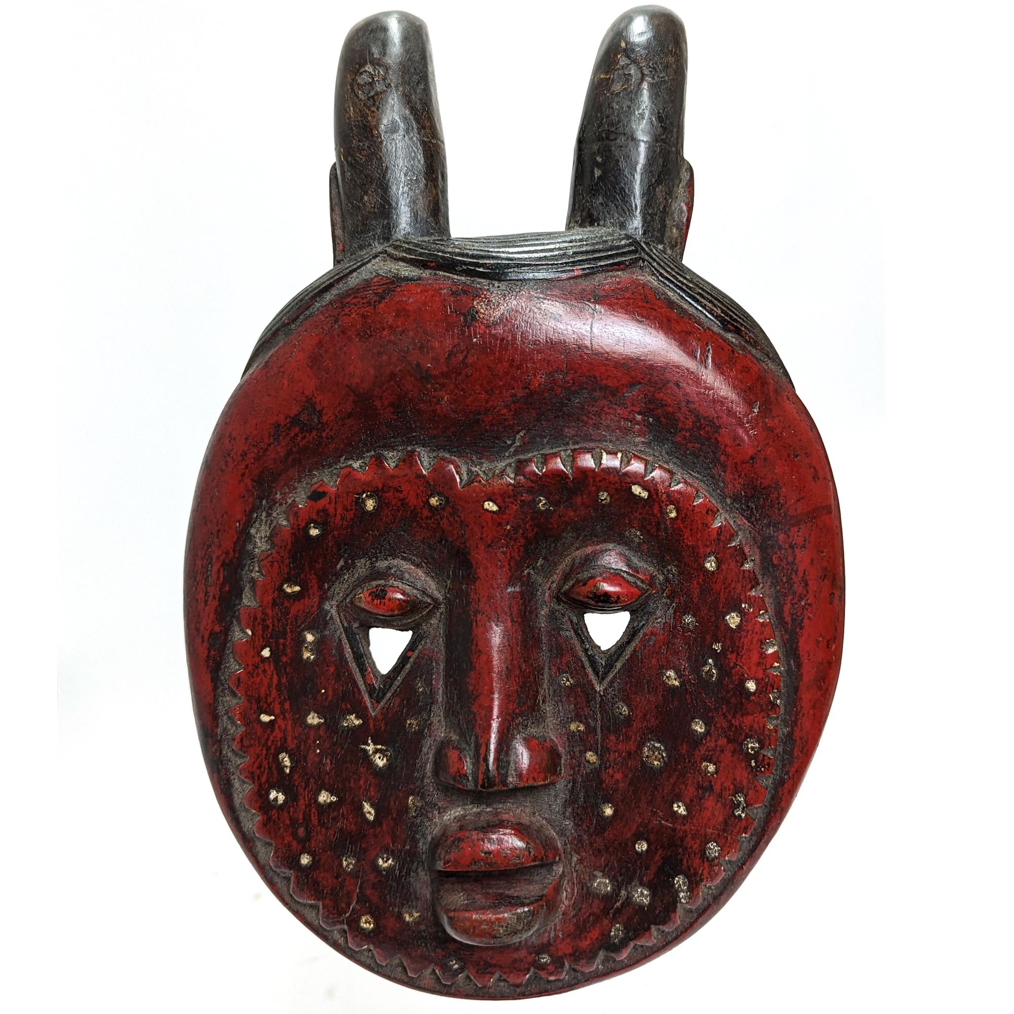 バウレ族仮面 31cm アフリカン プリミティブアート マスク （p016-32） アフリカ雑貨店 アフロモード