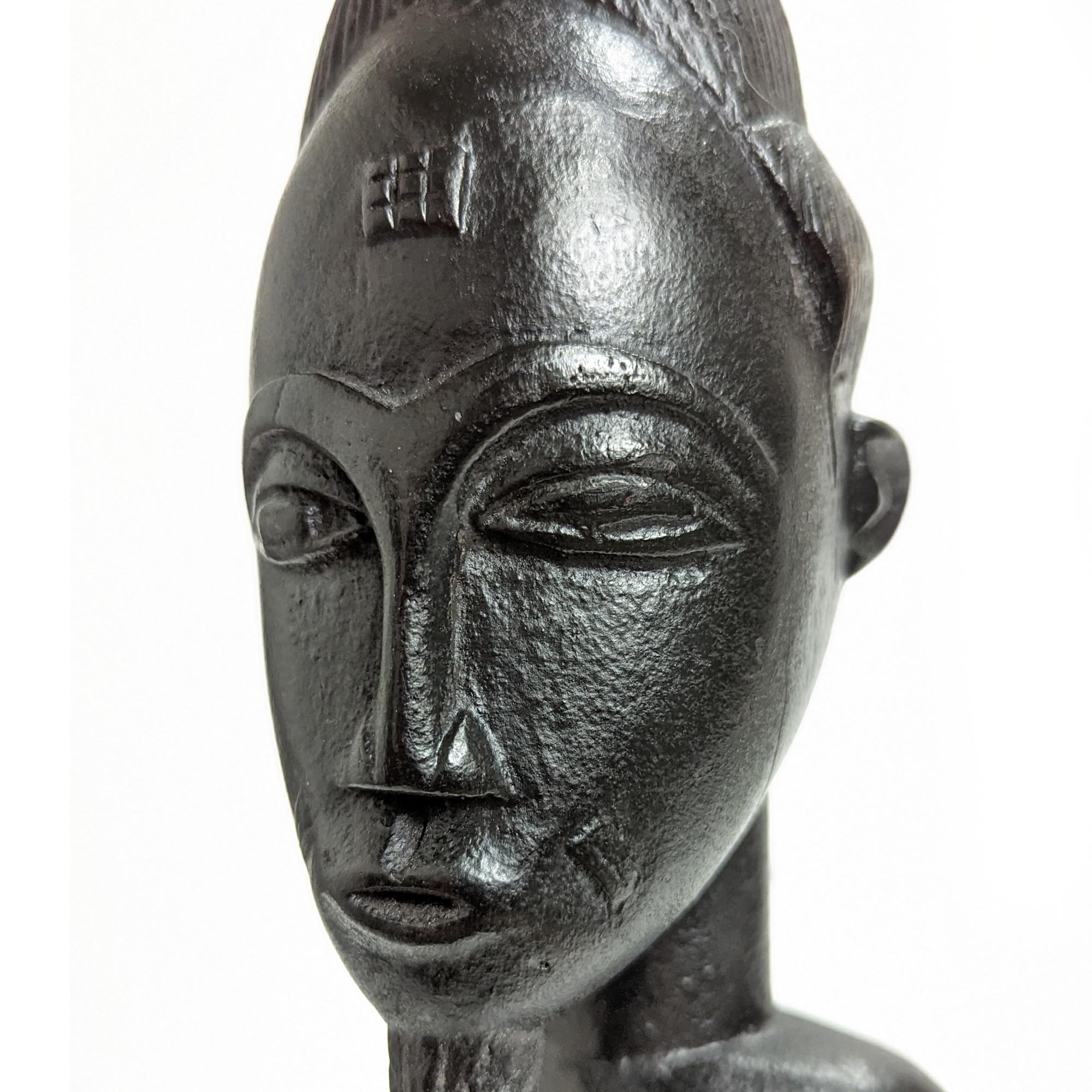 バウレ族木彫立像 54cm アフリカン プリミティブアート 木彫品 （p040 