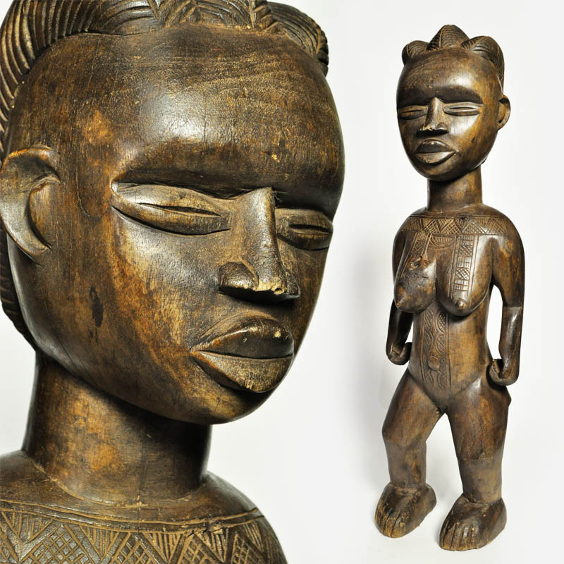 半額》バッサ族女性像【アフリカ インテリア エスニック 木彫品